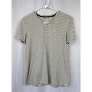 Merrell T-Shirts Women's S White Gray Stripe Short Sleeve Casual Comfort Hiking